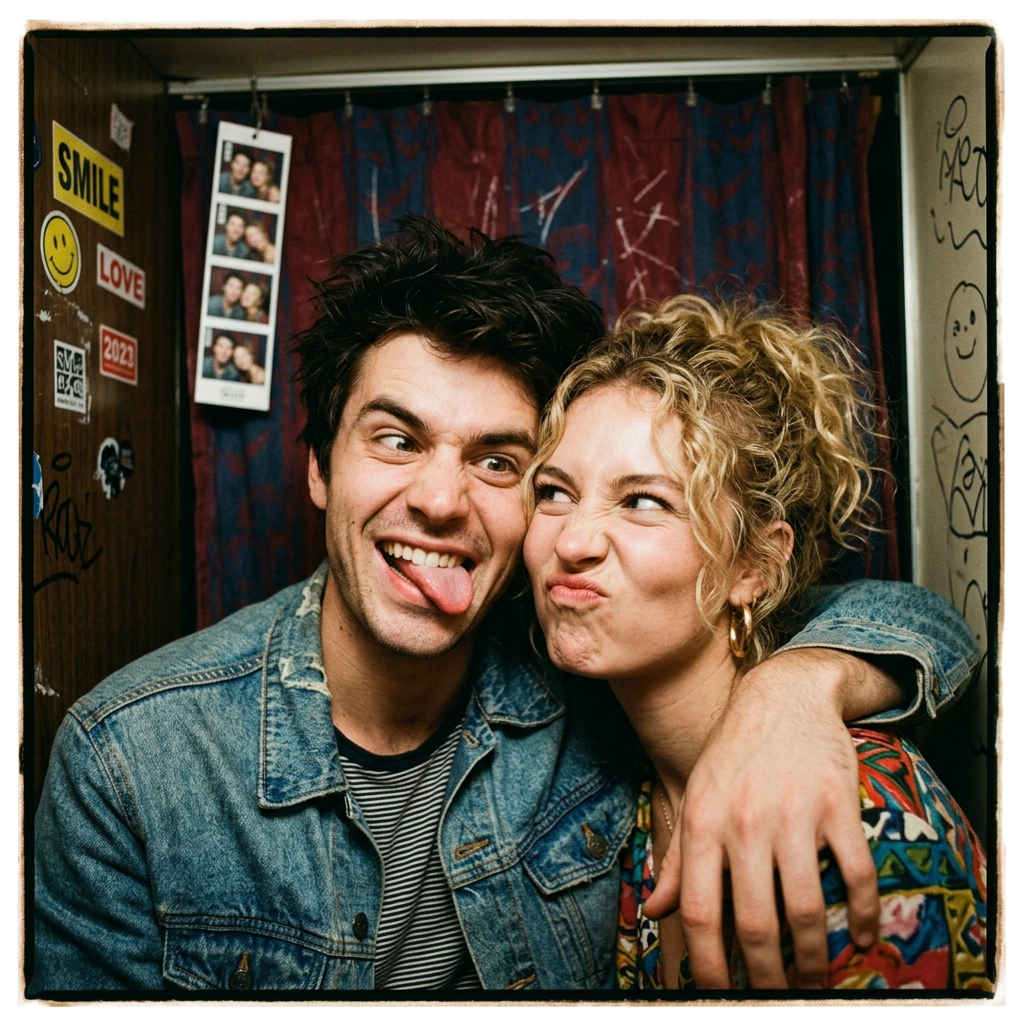 Couple making faces